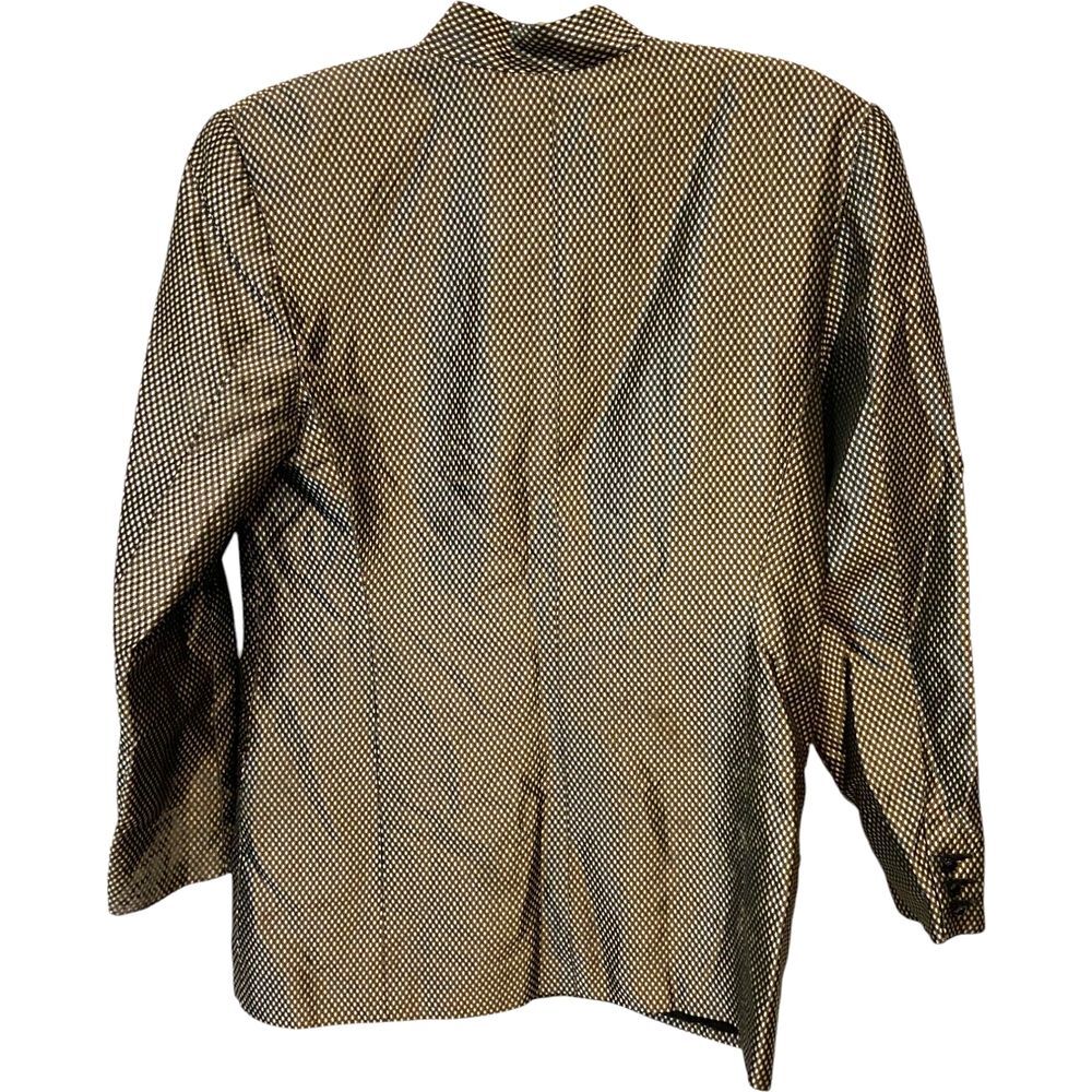 Liz Claiborne Windbreaker Jacket Black Gold Womens 8 Argyle Metallic Vintage - Picture 2 of 9